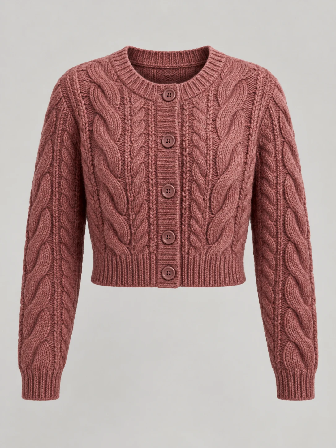 Rosewood Cable Cardigan in Rosewood